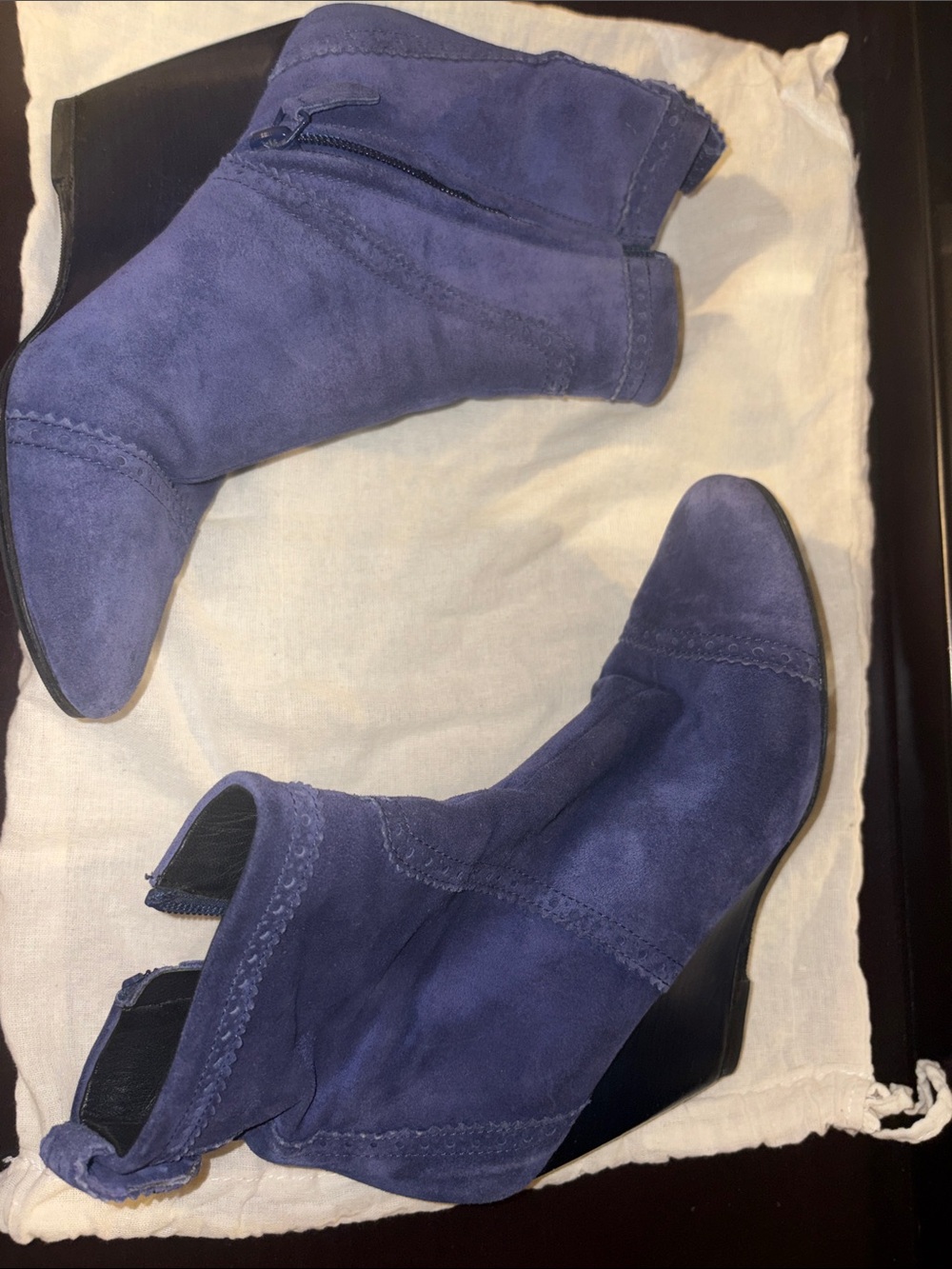 Balenciaga 38.5 Women Suede Wedge Ankle Boot - blue - Picture 4 of 7